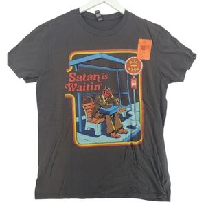 Satan is Waitin' Anvil Lightweight NWT Tee Size Large in Smoke 100% Cotton
